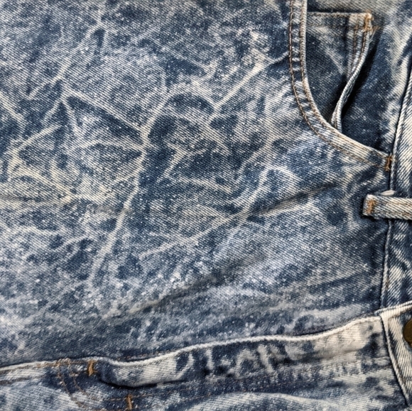 Vintage 1980s Acid Washed High Waisted Jeans Cropped Frayed Hem Size 13/14 - Picture 3 of 6